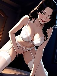 Hot brunette MILF with Wrinkle Face in sexy lingerie tease